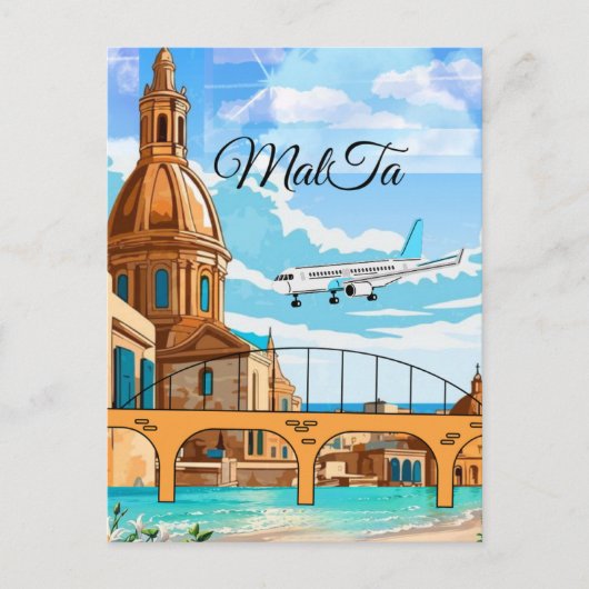 マルタ旅行のはがき、バレッタ旅行のはがき、M ポストカード (正面)