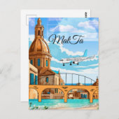 マルタ旅行はがき、バレッタ旅行はがき、M ポストカード (正面/裏面)