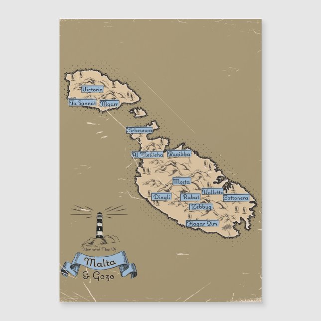 マルタ旅行地図イラスト (正面)