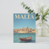 マルタ港のヴィンテージ旅行アート ポストカード (スタンド正面)