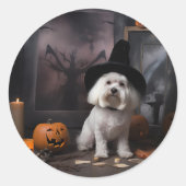 マルタ犬のかぼちゃ ハロウィーン スケアリー ラウンドシール (正面)