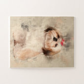 マルタ犬動物愛好家男性女性 ジグソーパズル (横)