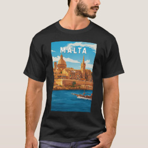 マルタ イラスト 旅行 アート ヴィンテージ Tシャツ