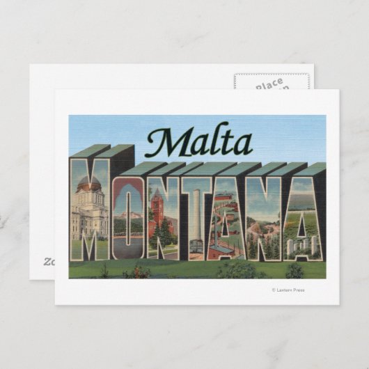 マルタ,モンタナ大きな文字のシーンマルタ, MT ポストカード (正面/裏面)