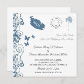 マルタ Save The Date マルタ ブルー 招待状 (正面/裏面)