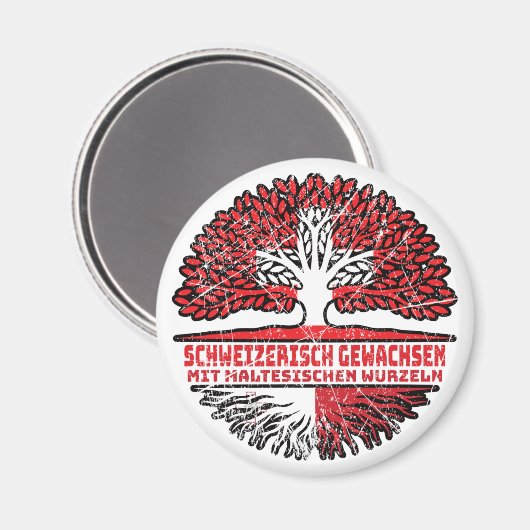 マルタMaltesisch Schweizer Schweiz Baum Wurzel マグネット (正面/裏面)
