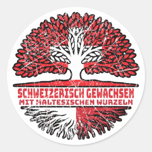 マルタMaltesisch Schweizer Schweiz Baum Wurzel ラウンドシール (正面)