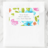 マルチカラフルな水彩花束ラベル 長方形シール (バッグ)