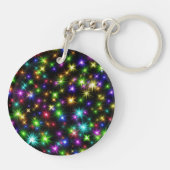 マルチカラーのクリスマス星の光線パターン キーホルダー (裏面)