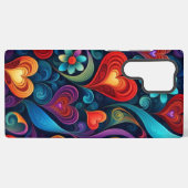 マルチカラーのハートと花 SAMSUNG GALAXYケース (裏面横)