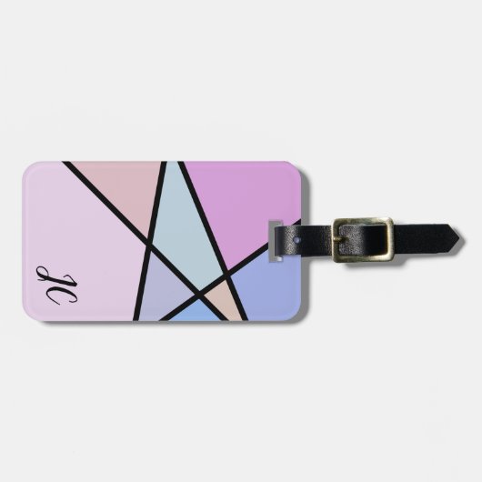 マルチカラーの幾何学的な線と形 ラゲッジタグ (正面横)
