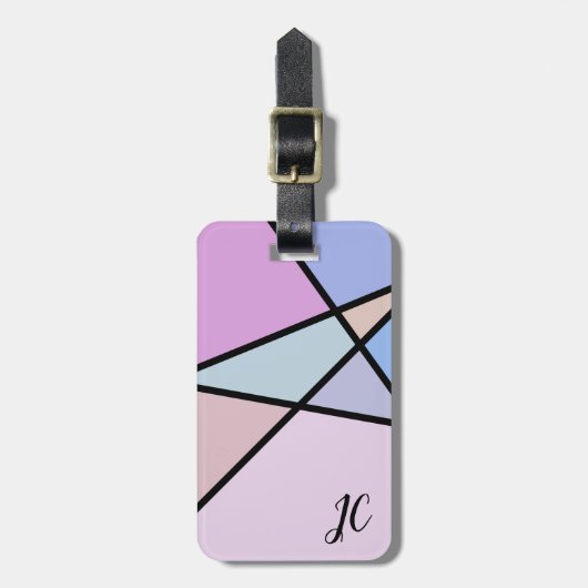 マルチカラーの幾何学的な線と形 ラゲッジタグ (正面縦)