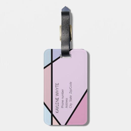 マルチカラーの幾何学的な線と形 ラゲッジタグ (裏面縦)