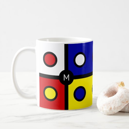 マルチカラーの抽象芸術のモノグラム コーヒーマグカップ (ドーナツ)