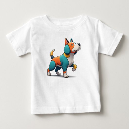マルチカラーの犬 ベビーTシャツ (正面)