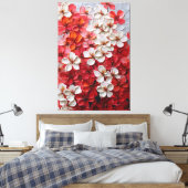 マルチカラーの花々が躍るインパスト壁画 キャンバスプリント (インサイチュ (寝室))