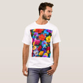 マルチカラーの花柄 ボタニカルデザイン-75647 Tシャツ (正面フル)