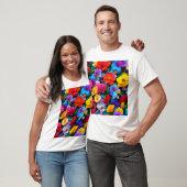 マルチカラーの花柄 ボタニカルデザイン-75647 Tシャツ (ユニセックス)