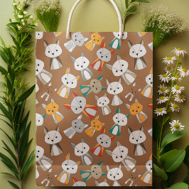 マルチカラーキツネ漫画 ミディアムペーパーバッグ