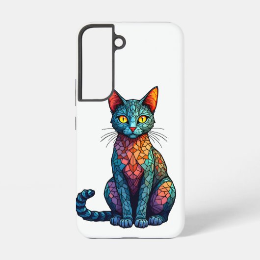 マルチカラーステンドグラス 猫 784 SAMSUNG GALAXYケース (裏面)
