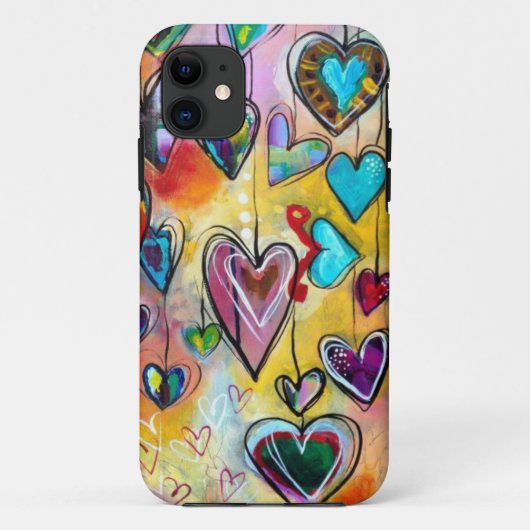 マルチカラーハート柄 iPhone カー Case-Mate iPhoneケース (裏面)