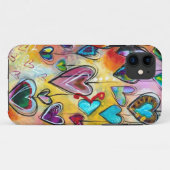 マルチカラーハート柄 iPhone カー Case-Mate iPhoneケース (裏面(横))