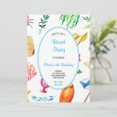マルチカラービーチバースデーパーティー招待状 招待状 (スタンド正面)