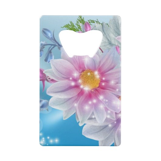 マルチカラーフラワーズクレジットカードボトルオープナー クレジットカード栓抜き (正面)