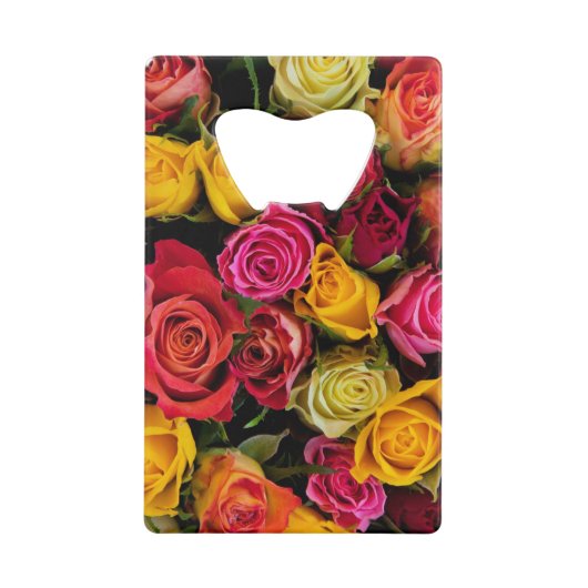 マルチカラーフラワーズクレジットカードボトルオープナー クレジットカード栓抜き (正面)