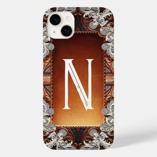 マルチカラーレザーと上品なレースのラスティック Case-Mate iPhoneケース (裏面)