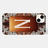 マルチカラーレザーと上品なレースのラスティック Case-Mate iPhoneケース (裏面 (横))