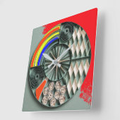 マルチカラー幾何学キリング風マンダラ スクエア壁時計 (傾斜)