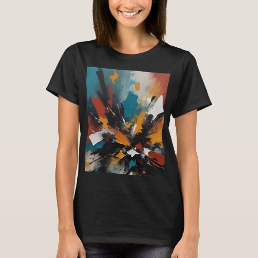 マルチカラー抽象アートTシャツ Tシャツ (正面)