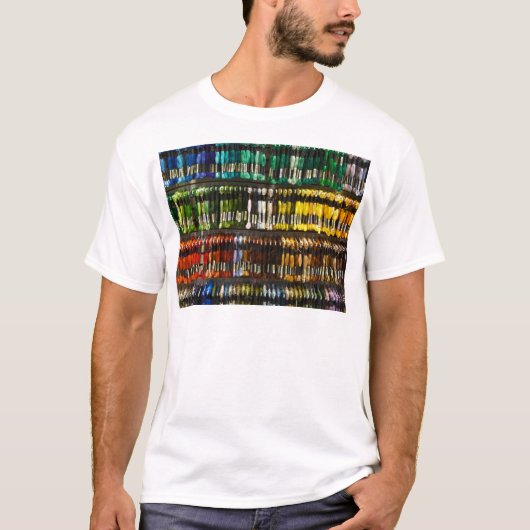 マルチカラー抽象織り Tシャツ (正面)