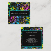 マルチカラー絵を描(ばちゃばちゃ)跳ねるメイクアップアーティスト  スクエア名刺 (正面/裏面)