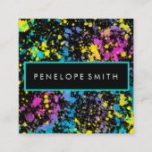 マルチカラー絵を描(ばちゃばちゃ)跳ねるメイクアップアーティスト  スクエア名刺 (正面)