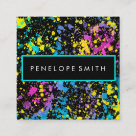 マルチカラー絵を描（ばちゃばちゃ）跳ねるメイクアップアーティスト  スクエア名刺