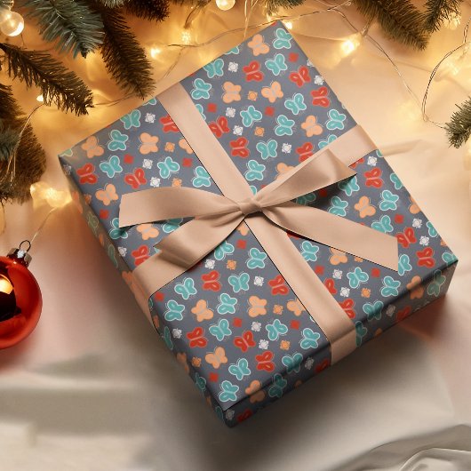 マルチカラー蝶の漫画 ラッピングペーパー