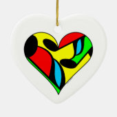 マルチカラー音楽ノートハートパターン セラミックオーナメント (裏面)
