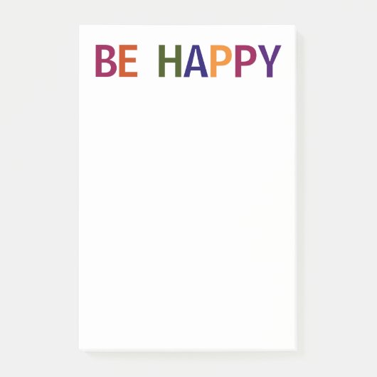 マルチカラー はがきサイズ付箋 Be Happy ポストイット (正面)