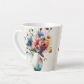 マルチカラー ダークブルー 薔薇 花 #4 カフェラテマグ (左アングル)