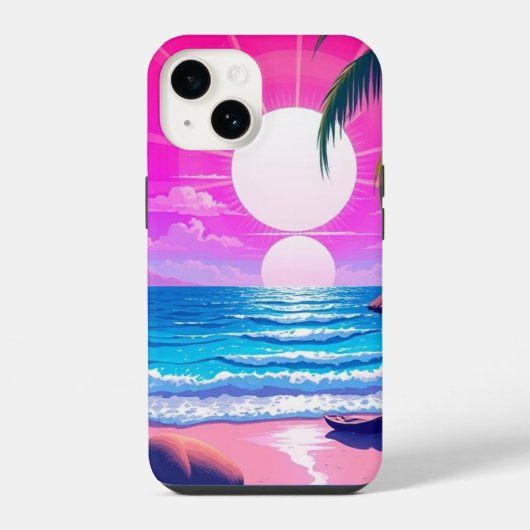 マルチカラー ビーチ 日没 Phone iPhoneケース (裏面)