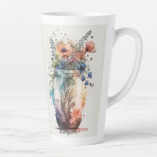 マルチカラー フローラル #6 カフェラテマグ (右)