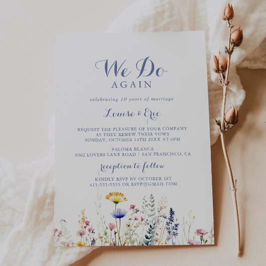 マルチカラー ワイルドフラワー 私たちまた誓う 更新式 招待状