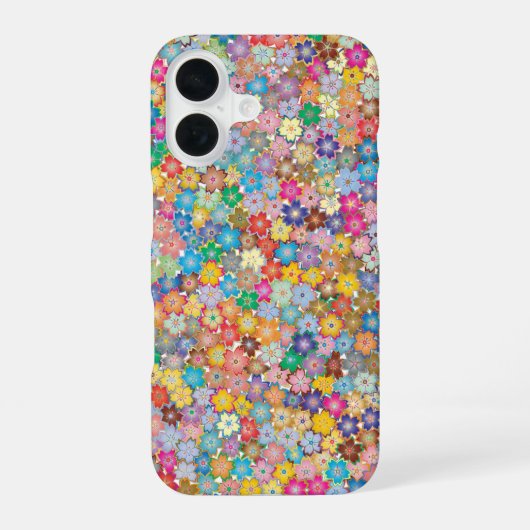 マルチカラー 桜 花柄 スマホケース iPhone 16ケース (裏面)