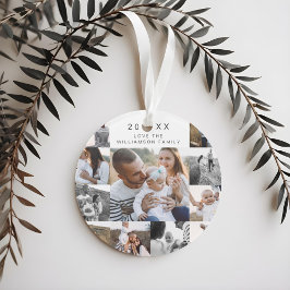 マルチグリッドフォトコラージブラック&金ゴールドパイン オーナメント