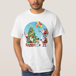 **「マルチサンタのクリスマス楽しさ – 3D カートゥーン透明」** Tシャツ