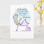 マルチタスクおもしろいな誕生日の女性のバースデー・カード カード (黄色い花)