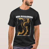 マルチタスクゴールド&ブラックリキッドマーブルアブストラクト Tシャツ (正面)