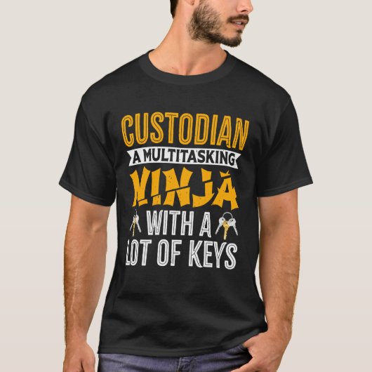 マルチタスク忍者の管理人 - 面白い管理人 ジェイ Tシャツ (正面)